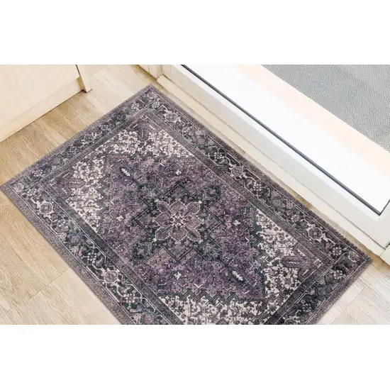 Purple Oriental Distressed Non Skid Area Rug Photo 4