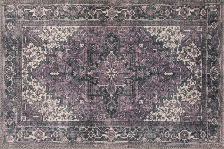 Purple Oriental Distressed Non Skid Area Rug Photo 1