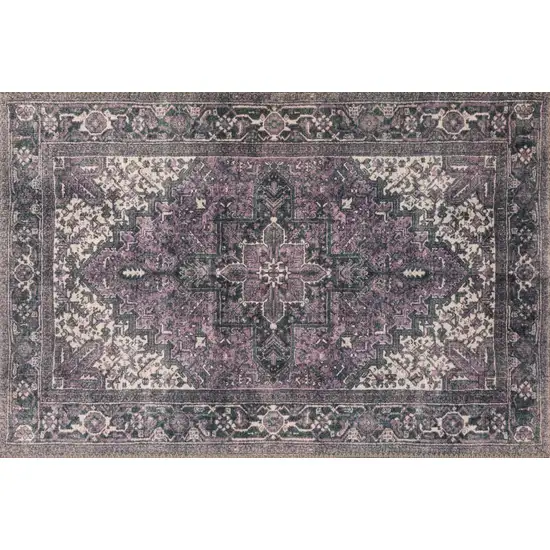 Purple Oriental Distressed Non Skid Area Rug Photo 1