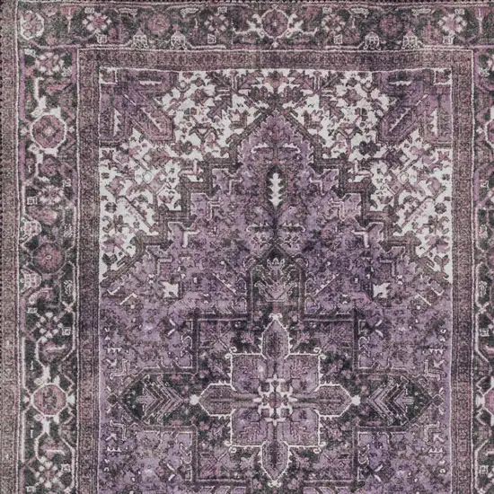 Purple Oriental Distressed Non Skid Runner Rug Photo 4