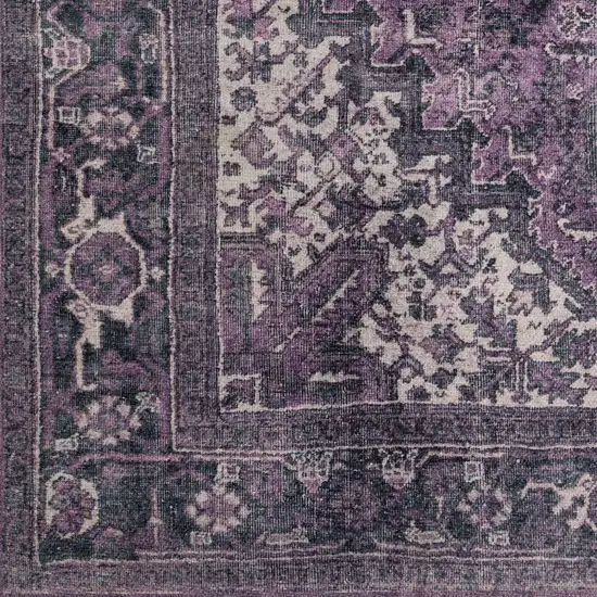 Purple Oriental Distressed Non Skid Runner Rug Photo 3