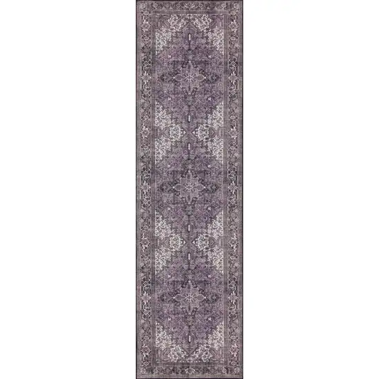 Purple Oriental Distressed Non Skid Runner Rug Photo 1