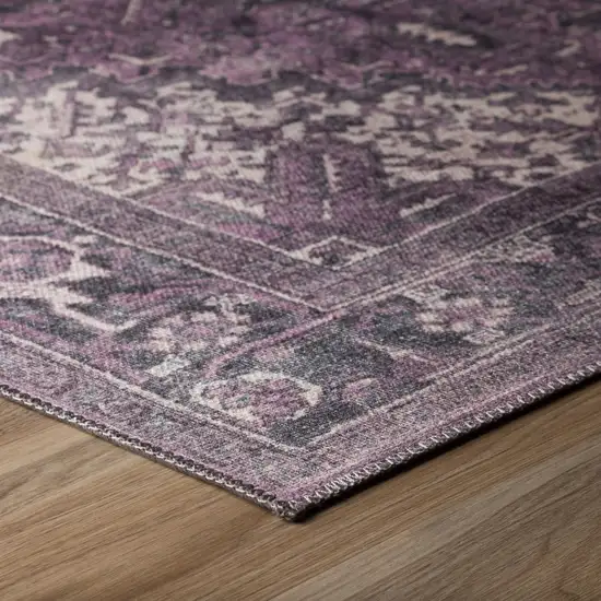 Purple Oriental Distressed Non Skid Runner Rug Photo 4