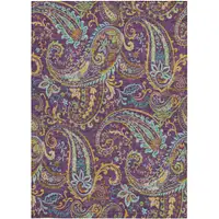 Photo of Purple Paisley Washable Non Skid Indoor Outdoor Area Rug