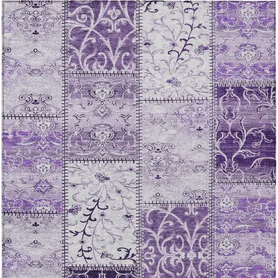 Purple Patchwork Washable Non Skid Area Rug With UV Protection Photo 6