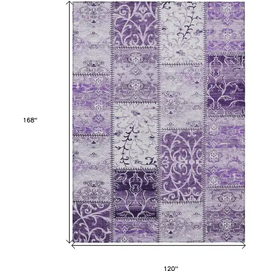 Purple Patchwork Washable Non Skid Area Rug With UV Protection Photo 3