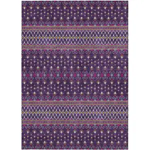 Photo of Purple Pink And Yellow Tribal Washable Indoor Outdoor Area Rug