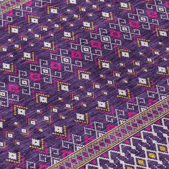 Purple Pink And Yellow Tribal Washable Indoor Outdoor Area Rug Photo 3