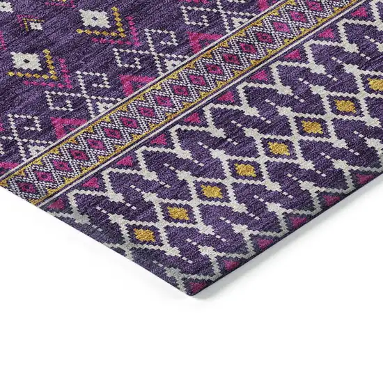 Purple Pink And Yellow Tribal Washable Indoor Outdoor Area Rug Photo 2