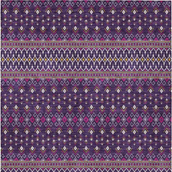 Purple Pink And Yellow Tribal Washable Indoor Outdoor Area Rug Photo 5