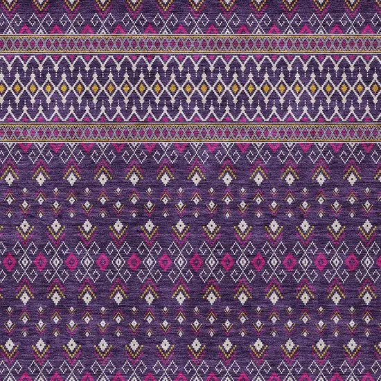 Purple Pink And Yellow Tribal Washable Indoor Outdoor Area Rug Photo 4