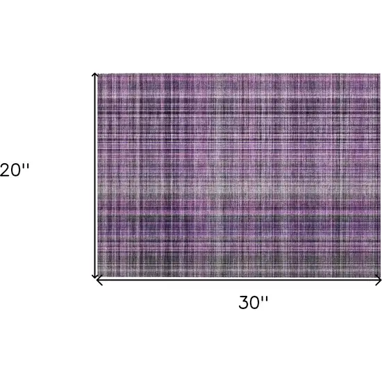 Purple Plaid Washable Non Skid Indoor Outdoor Area Rug Photo 3