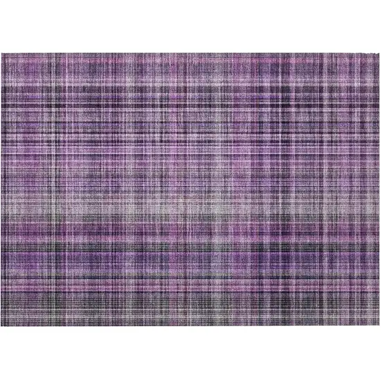 Purple Plaid Washable Non Skid Indoor Outdoor Area Rug Photo 4