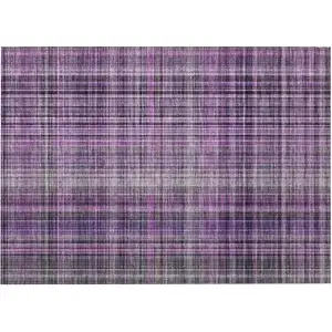 Photo of Purple Plaid Washable Non Skid Indoor Outdoor Area Rug