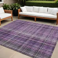 Photo of Purple Plaid Washable Non Skid Indoor Outdoor Area Rug