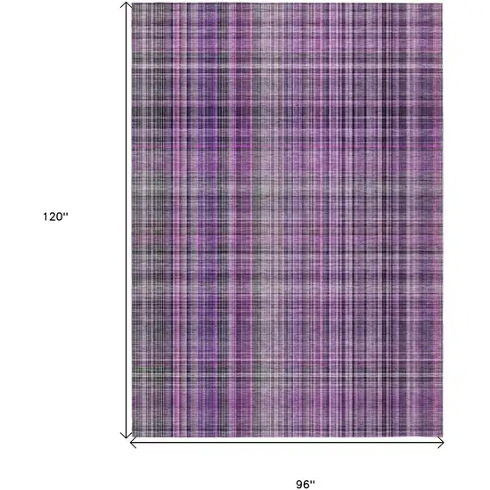 Purple Plaid Washable Non Skid Indoor Outdoor Area Rug Photo 3