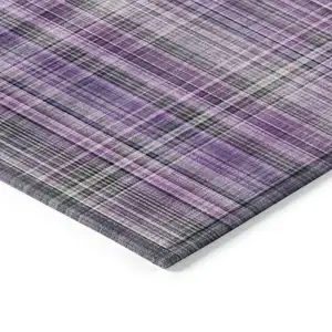 Photo of Purple Plaid Washable Non Skid Indoor Outdoor Area Rug