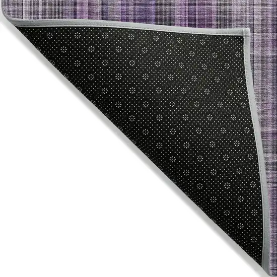 Purple and Gray Plaid Washable Non Skid Indoor Outdoor Area Rug Photo 4