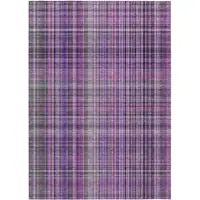 Photo of Purple Plaid Washable Non Skid Indoor Outdoor Area Rug