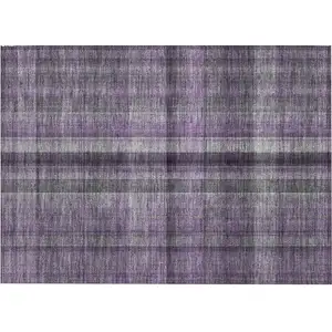 Photo of Purple Plaid Washable Non Skid Indoor Outdoor Area Rug