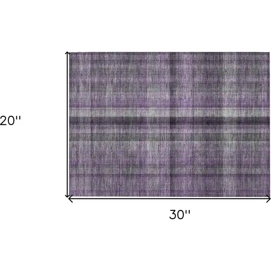 Purple Plaid Washable Non Skid Indoor Outdoor Area Rug Photo 3