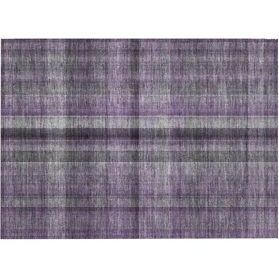 Purple Plaid Washable Non Skid Indoor Outdoor Area Rug Photo 4