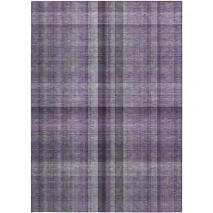 Photo of Purple Plaid Washable Non Skid Indoor Outdoor Area Rug