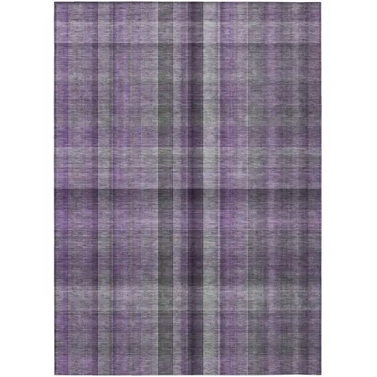 Purple Gray and Black Plaid Washable Non Skid Indoor Outdoor Area Rug Photo 2