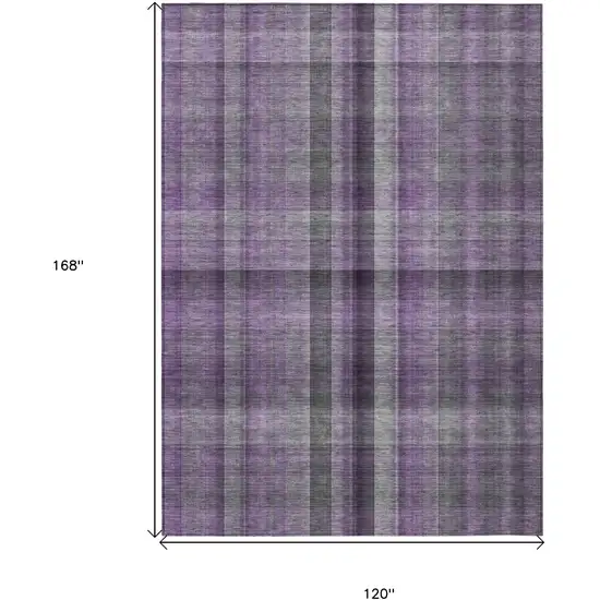 Purple Plaid Washable Non Skid Indoor Outdoor Area Rug Photo 3