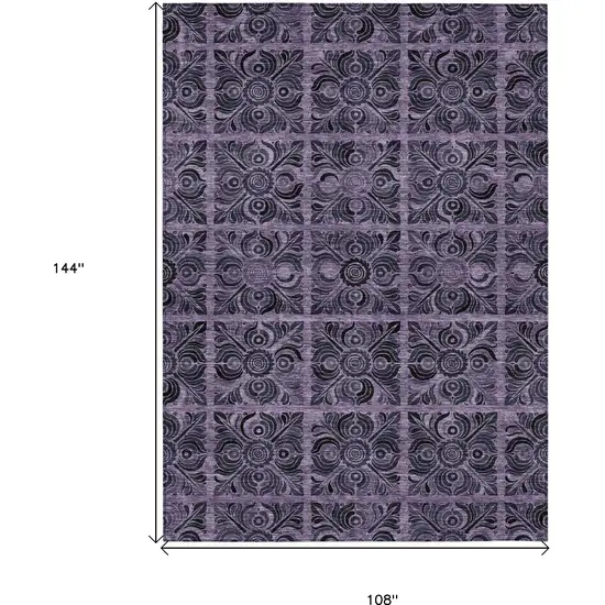 Purple Plum And Charcoal Medallion Washable Indoor Outdoor Area Rug Photo 3