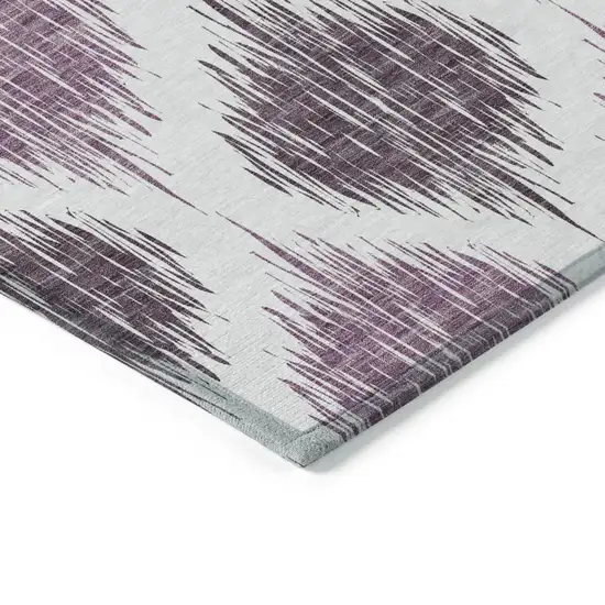 Purple Plum And Ivory Ikat Washable Indoor Outdoor Area Rug Photo 5