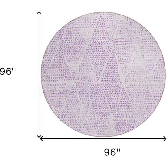 Purple Round Geometric Washable Non Skid Indoor Outdoor Area Rug Photo 3