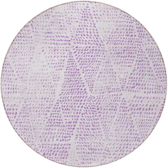 Purple Round Geometric Washable Non Skid Indoor Outdoor Area Rug Photo 4