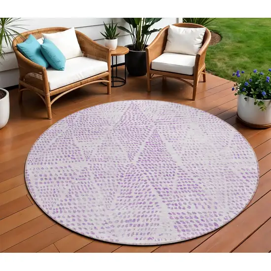 Purple Round Geometric Washable Non Skid Indoor Outdoor Area Rug Photo 1