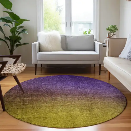 Purple Round Ombre Washable Non Skid Indoor Outdoor Area Rug Photo 6