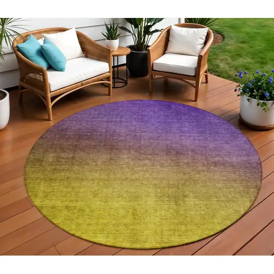 Purple Round Ombre Washable Non Skid Indoor Outdoor Area Rug Photo 1