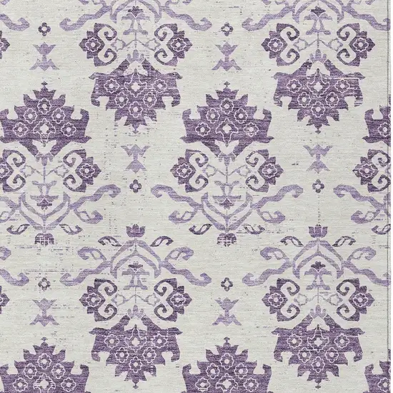 Purple Silver And Lilac Oriental Washable Indoor Outdoor Area Rug Photo 4