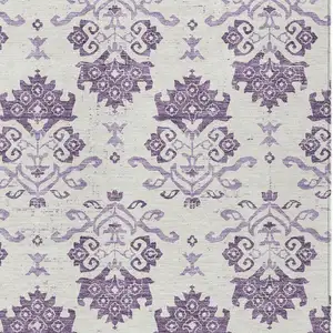 Photo of Purple Silver And Lilac Oriental Washable Indoor Outdoor Area Rug