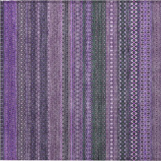 Purple Striped Washable Non Skid Indoor Outdoor Area Rug Photo 6