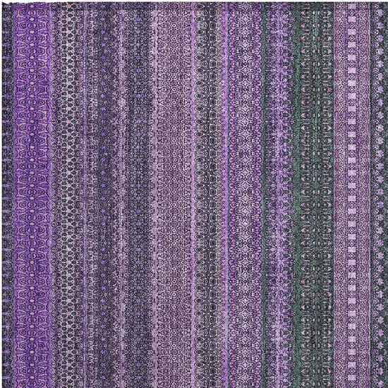 Purple Striped Washable Non Skid Indoor Outdoor Area Rug Photo 5