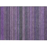 Photo of Purple Striped Washable Non Skid Indoor Outdoor Area Rug