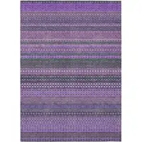 Photo of Purple Striped Washable Non Skid Indoor Outdoor Area Rug