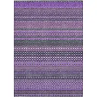 Photo of Purple Striped Washable Non Skid Indoor Outdoor Area Rug