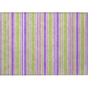 Photo of Purple Striped Washable Non Skid Indoor Outdoor Area Rug