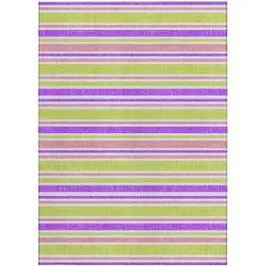 Photo of Purple Striped Washable Non Skid Indoor Outdoor Area Rug