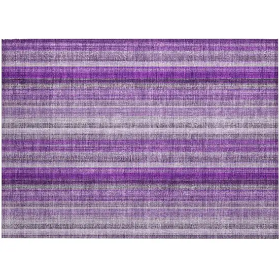 Purple Striped Washable Non Skid Indoor Outdoor Area Rug Photo 2