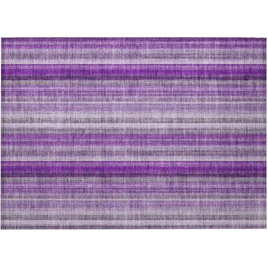 Purple Striped Washable Non Skid Indoor Outdoor Area Rug Photo 4