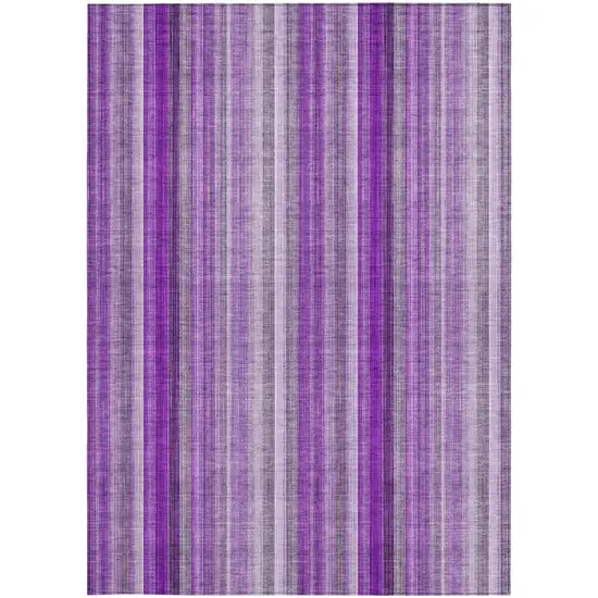 Purple Striped Washable Non Skid Indoor Outdoor Area Rug Photo 4