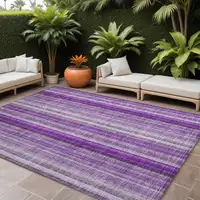 Photo of Purple Striped Washable Non Skid Indoor Outdoor Area Rug