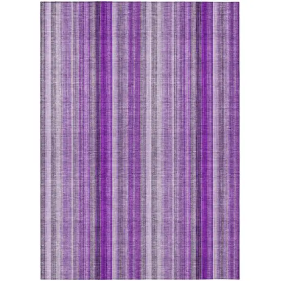 Purple Striped Washable Non Skid Indoor Outdoor Area Rug Photo 2